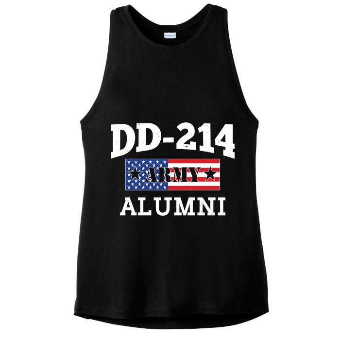 DD-214 Army Alumni US American Flag Ladies PosiCharge Tri-Blend Wicking Tank