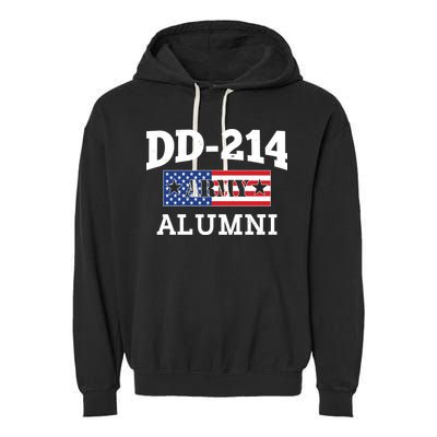 DD-214 Army Alumni US American Flag Garment-Dyed Fleece Hoodie