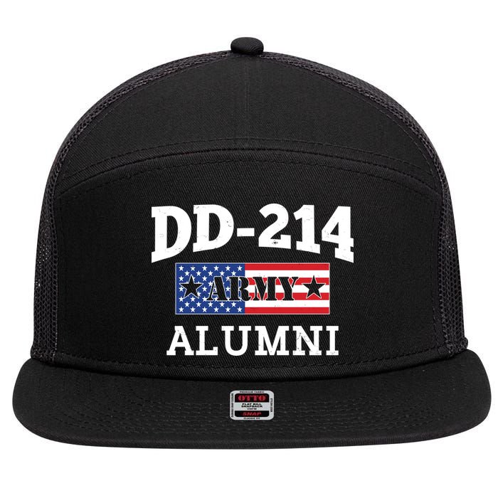 DD-214 Army Alumni US American Flag 7 Panel Mesh Trucker Snapback Hat
