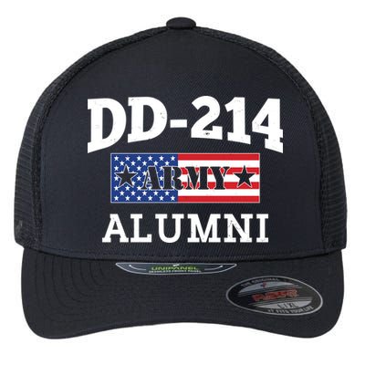 DD-214 Army Alumni US American Flag Flexfit Unipanel Trucker Cap