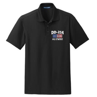 DD-214 Army Alumni US American Flag Dry Zone Grid Polo
