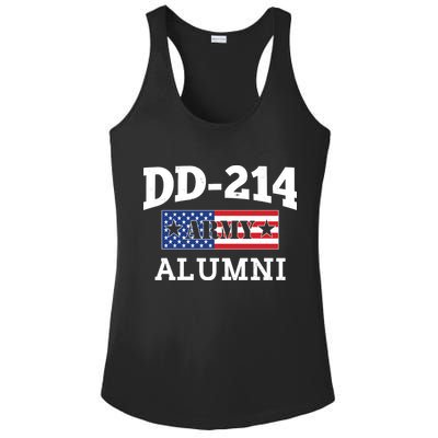 DD-214 Army Alumni US American Flag Ladies PosiCharge Competitor Racerback Tank