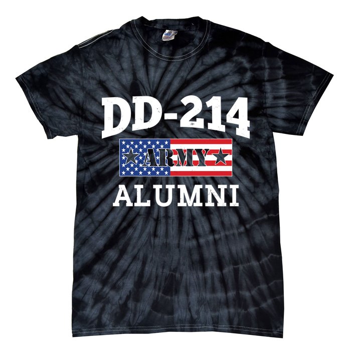 DD-214 Army Alumni US American Flag Tie-Dye T-Shirt