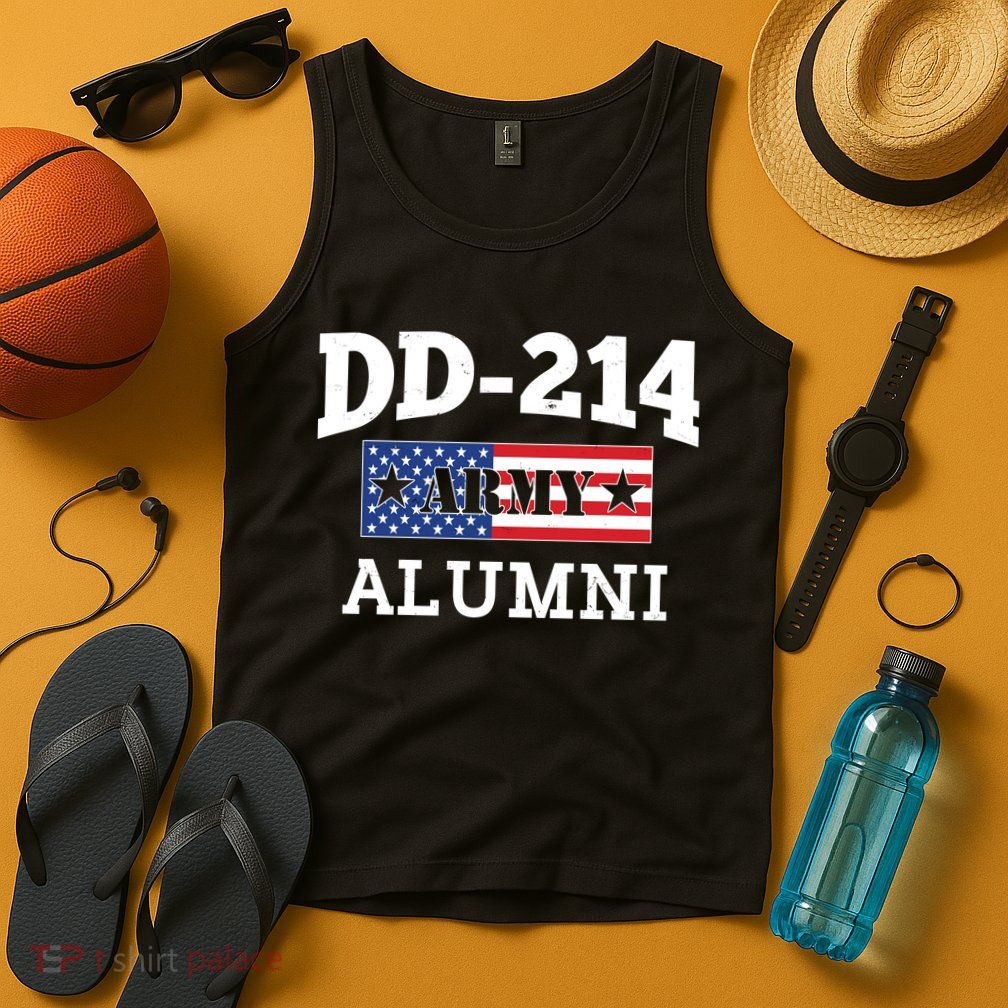 DD-214 Army Alumni US American Flag Tank Top