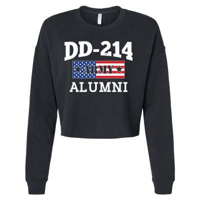 DD-214 Army Alumni US American Flag Cropped Pullover Crew