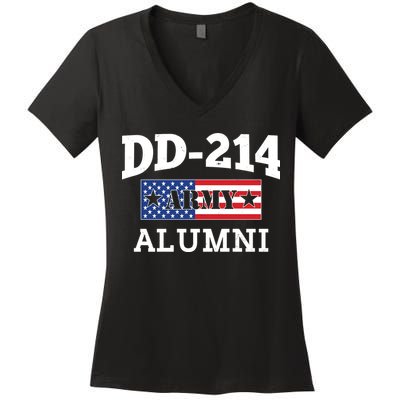 DD-214 Army Alumni US American Flag Women's V-Neck T-Shirt