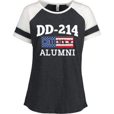 DD-214 Army Alumni US American Flag Enza Ladies Jersey Colorblock Tee