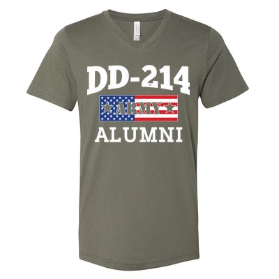 DD-214 Army Alumni US American Flag V-Neck T-Shirt
