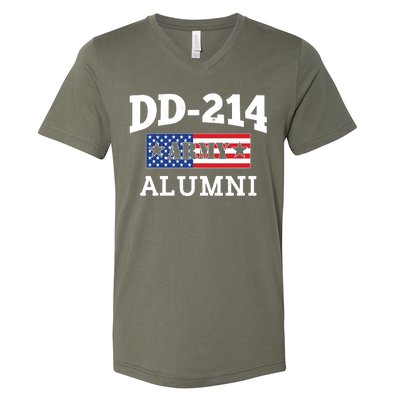 DD-214 Army Alumni US American Flag V-Neck T-Shirt