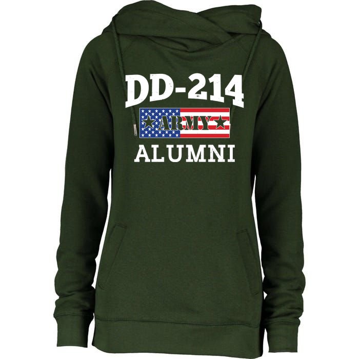 DD-214 Army Alumni US American Flag Womens Funnel Neck Pullover Hood