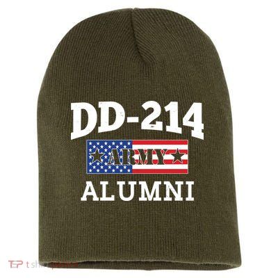 DD-214 Army Alumni US American Flag Short Acrylic Beanie