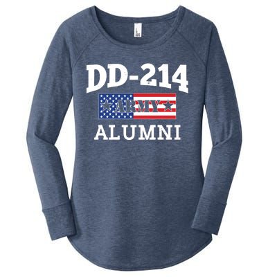 DD-214 Army Alumni US American Flag Women's Perfect Tri Tunic Long Sleeve Shirt