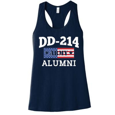 DD-214 Army Alumni US American Flag Women's Racerback Tank