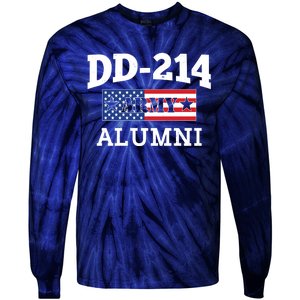 DD-214 Army Alumni US American Flag Tie-Dye Long Sleeve Shirt