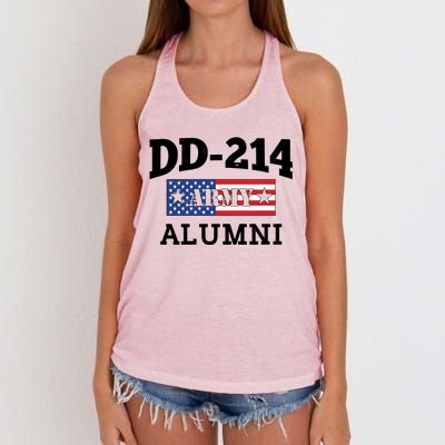 DD-214 Army Alumni US American Flag Women's Knotted Racerback Tank