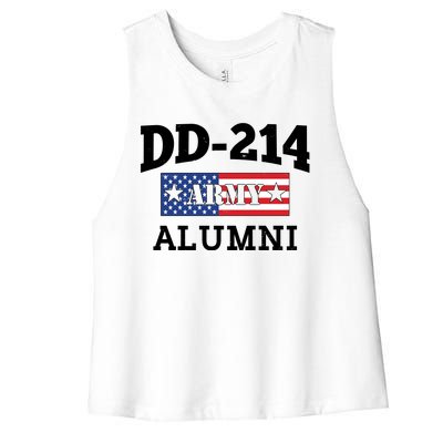 DD-214 Army Alumni US American Flag Women's Racerback Cropped Tank