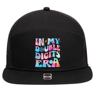 Double Digits 10th Birthday Party Tie Dye Groovy 70's 7 Panel Mesh Trucker Snapback Hat