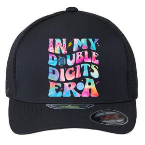 Double Digits 10th Birthday Party Tie Dye Groovy 70's Flexfit Unipanel Trucker Cap