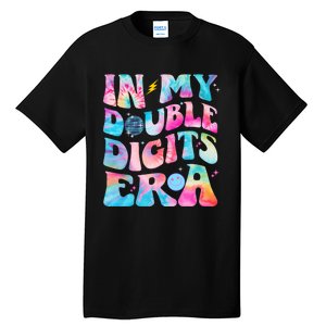 Double Digits 10th Birthday Party Tie Dye Groovy 70's Tall T-Shirt