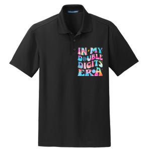 Double Digits 10th Birthday Party Tie Dye Groovy 70's Dry Zone Grid Polo