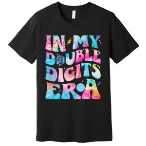 Double Digits 10th Birthday Party Tie Dye Groovy 70's Premium T-Shirt