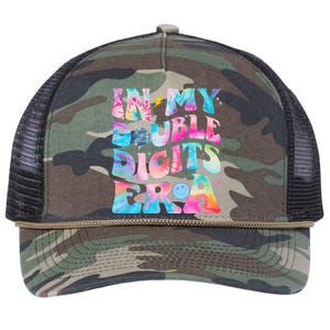 Double Digits 10th Birthday Party Tie Dye Groovy 70's Retro Rope Trucker Hat Cap