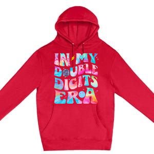 Double Digits 10th Birthday Party Tie Dye Groovy 70's Premium Pullover Hoodie