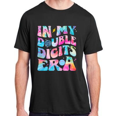 Double Digits 10th Birthday Party Tie Dye Groovy 70's Adult ChromaSoft Performance T-Shirt