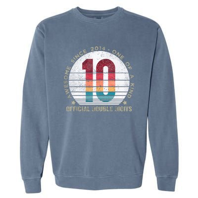 Double Digits 10th Birthday 10 Year Old Gifts Garment-Dyed Sweatshirt