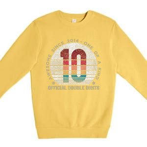 Double Digits 10th Birthday 10 Year Old Gifts Premium Crewneck Sweatshirt