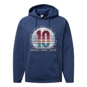 Double Digits 10th Birthday 10 Year Old Gifts Performance Fleece Hoodie