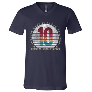 Double Digits 10th Birthday 10 Year Old Gifts V-Neck T-Shirt