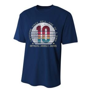 Double Digits 10th Birthday 10 Year Old Gifts Performance Sprint T-Shirt