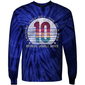 Double Digits 10th Birthday 10 Year Old Gifts Tie-Dye Long Sleeve Shirt