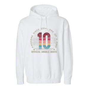 Double Digits 10th Birthday 10 Year Old Gifts Garment-Dyed Fleece Hoodie