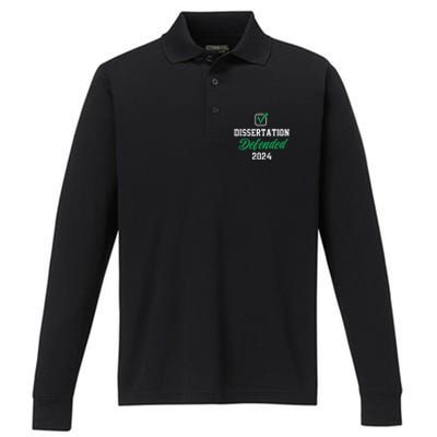 Dissertation Defended 2024 For Phd Edd Doctorate Graduation Performance Long Sleeve Polo