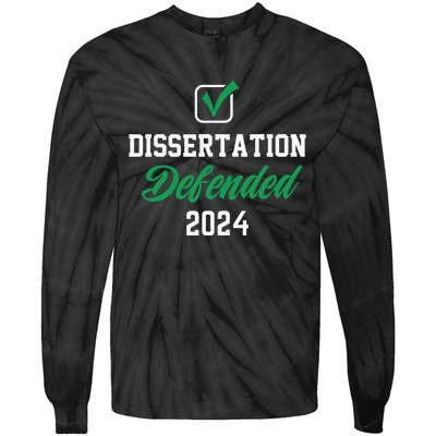 Dissertation Defended 2024 For Phd Edd Doctorate Graduation Tie-Dye Long Sleeve Shirt