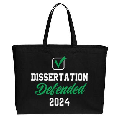 Dissertation Defended 2024 For Phd Edd Doctorate Graduation Cotton Canvas Jumbo Tote