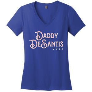 Daddy Desantis 2024 Retro Make America Florida Election Funny Gift Women's V-Neck T-Shirt