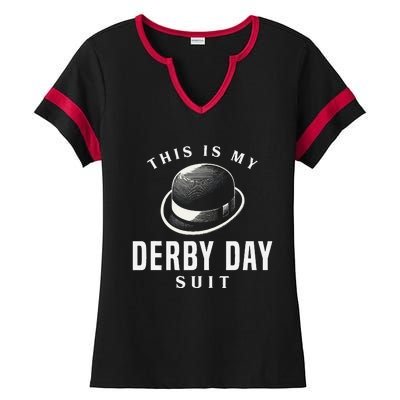 Derby Day 2024 Funny Horse Racing This Is My Derby Day Suit Ladies Halftime Notch Neck Tee