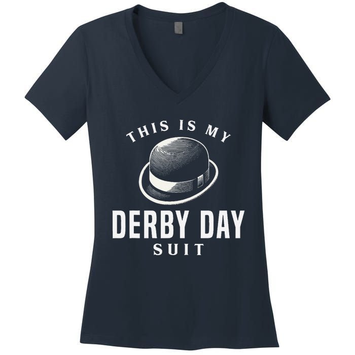 Derby Day 2024 Funny Horse Racing This Is My Derby Day Suit Women's V-Neck T-Shirt