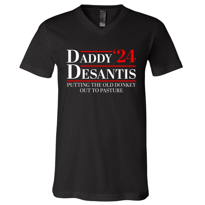 Daddy DeSantis 2024 Putting The Old Donkey Out To Pasture V-Neck T-Shirt