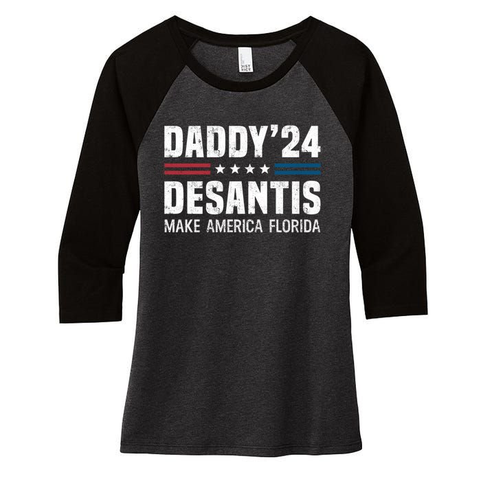 Daddy DeSantis 2024 Make America Florida Women's Tri-Blend 3/4-Sleeve Raglan Shirt