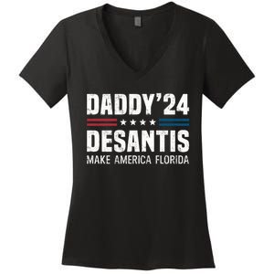 Daddy DeSantis 2024 Make America Florida Women's V-Neck T-Shirt