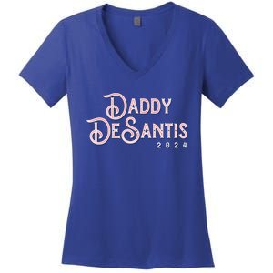 Daddy Desantis 2024 Retro Make America Florida Election Cute Gift Women's V-Neck T-Shirt