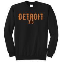 Design Detroit 313 Orange Text Apparel Sweatshirt