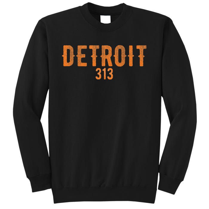 Design Detroit 313 Orange Text Apparel Sweatshirt