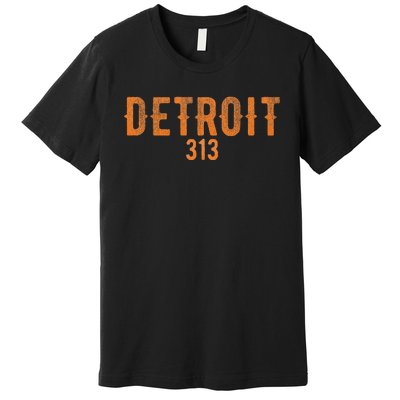 Design Detroit 313 Orange Text Apparel Premium T-Shirt