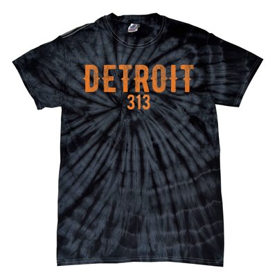 Design Detroit 313 Orange Text Apparel Tie-Dye T-Shirt