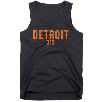 Design Detroit 313 Orange Text Apparel Tank Top